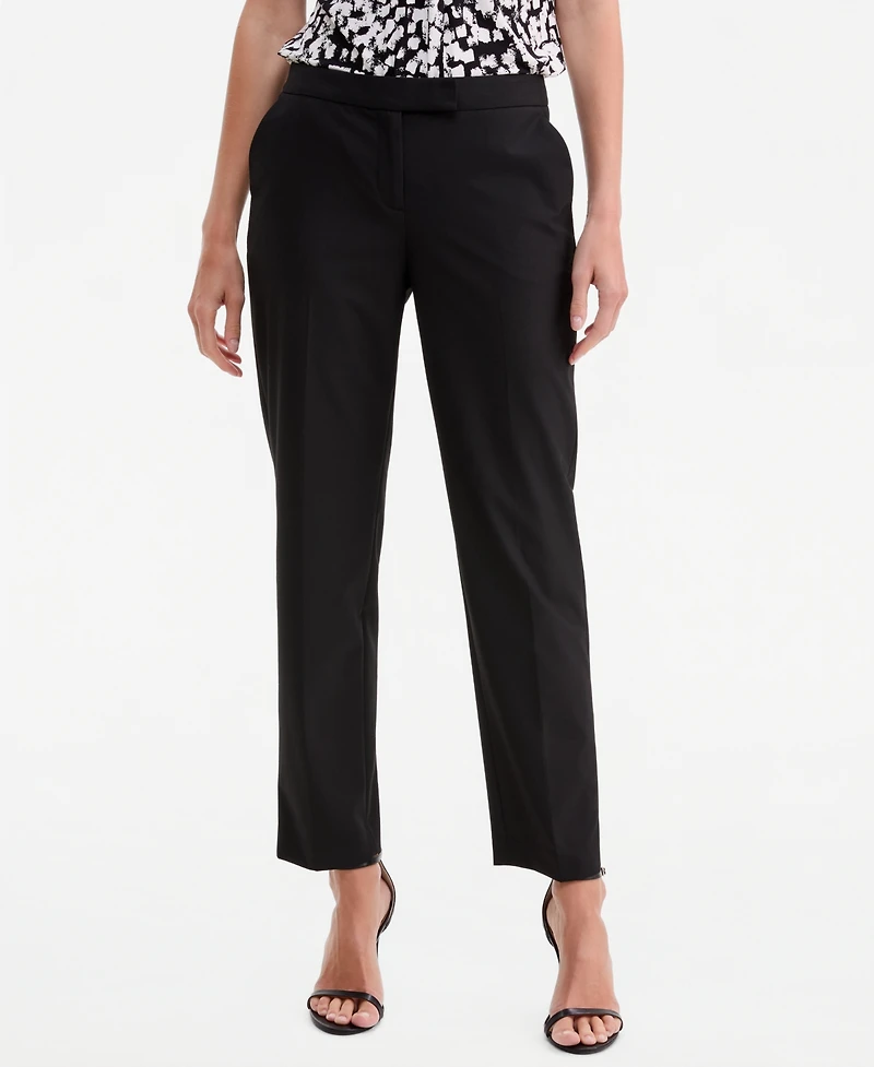 Kasper Women's Washable Bi-Stretch Mid-Rise Fly-Front Straight Leg Pants, Regular & Petite