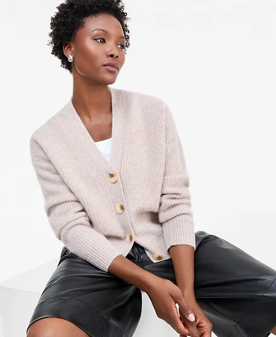 Charter Club Petite 100% Cashmere Shaker Stitch V-Neck Cardigan Sweater, Macy's Exclusive