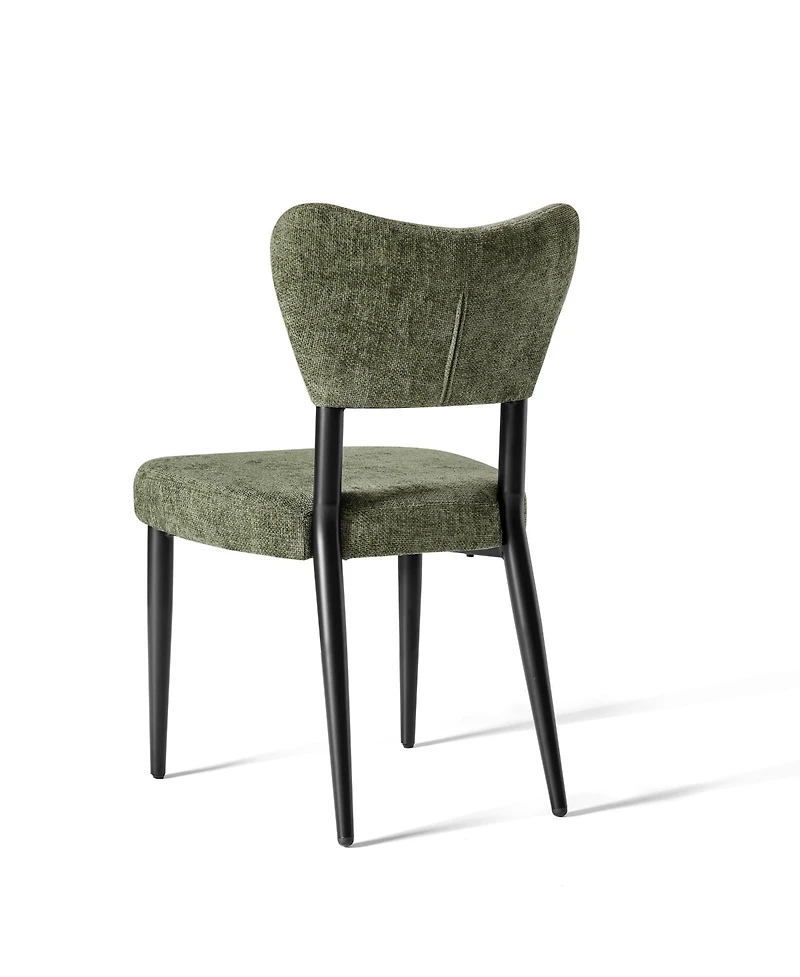 Morden Fort Curved Back Dining Chair Set of 2, Modern Fabric Dining Room Chair Kitchen Chairs, Farmhouse Dinner Chair for Kitchen Dining Room