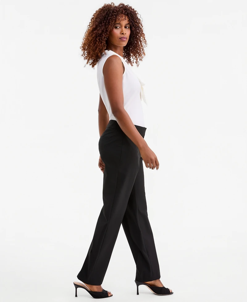 Kasper Women's Washable Bi-Stretch Mid-Rise Fly-Front Straight Pants, Regular & Petite