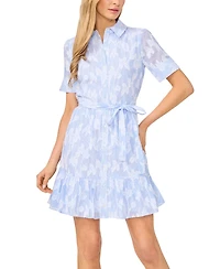 CeCe Women's Tie-Waist Mini Shirt Dress