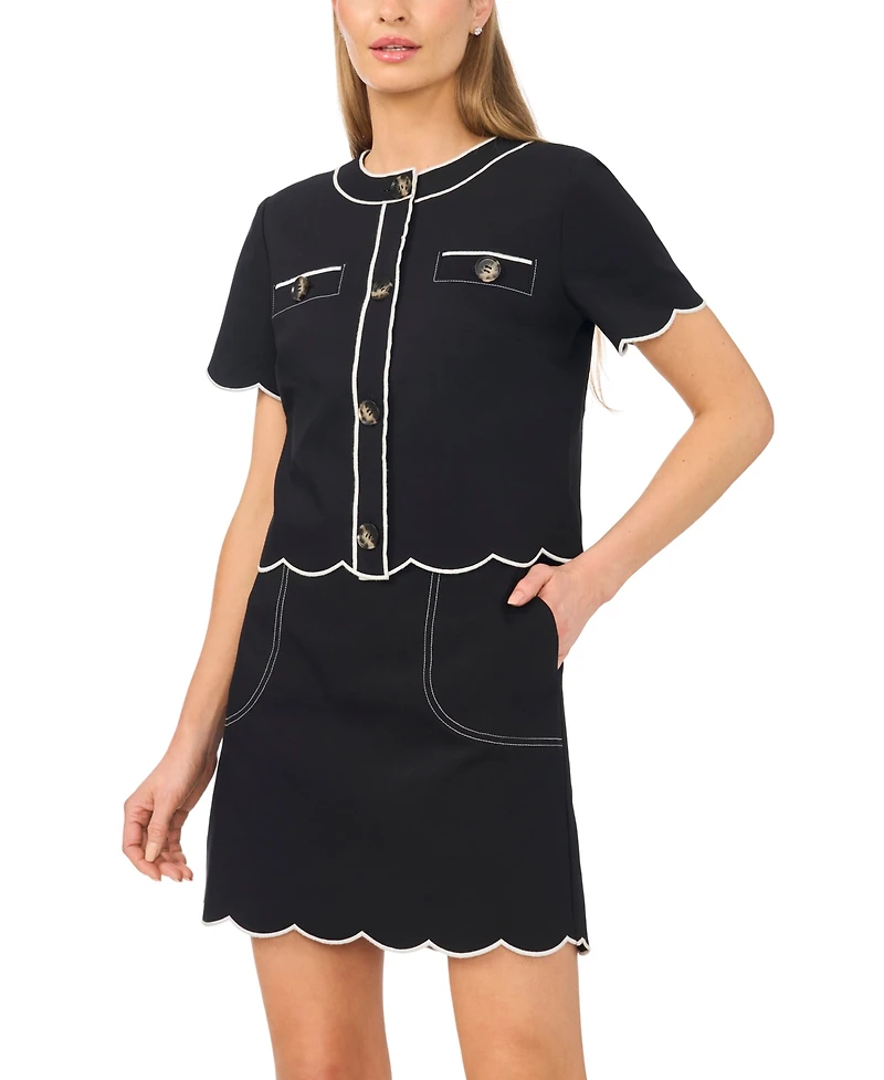 CeCe Women's Scallop Hem Mini Skirt