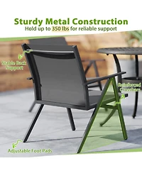 Sugift Set of 2 Mesh Fabric Patio Lounge Chairs with Metal Frame and Wide Seat