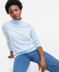 Charter Club Petite Sophia Stripe Cashmere Turtleneck Sweater, Macy's Exclusive