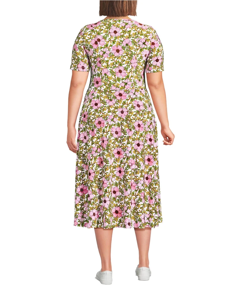Lands' End Plus Silky Knit Sweetheart Midi Dress