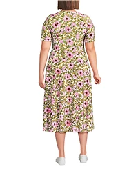 Lands' End Plus Silky Knit Sweetheart Midi Dress