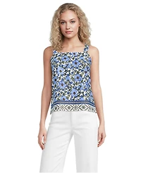 Lands' End Women's Poplin Square Neck Sleeveless Shell