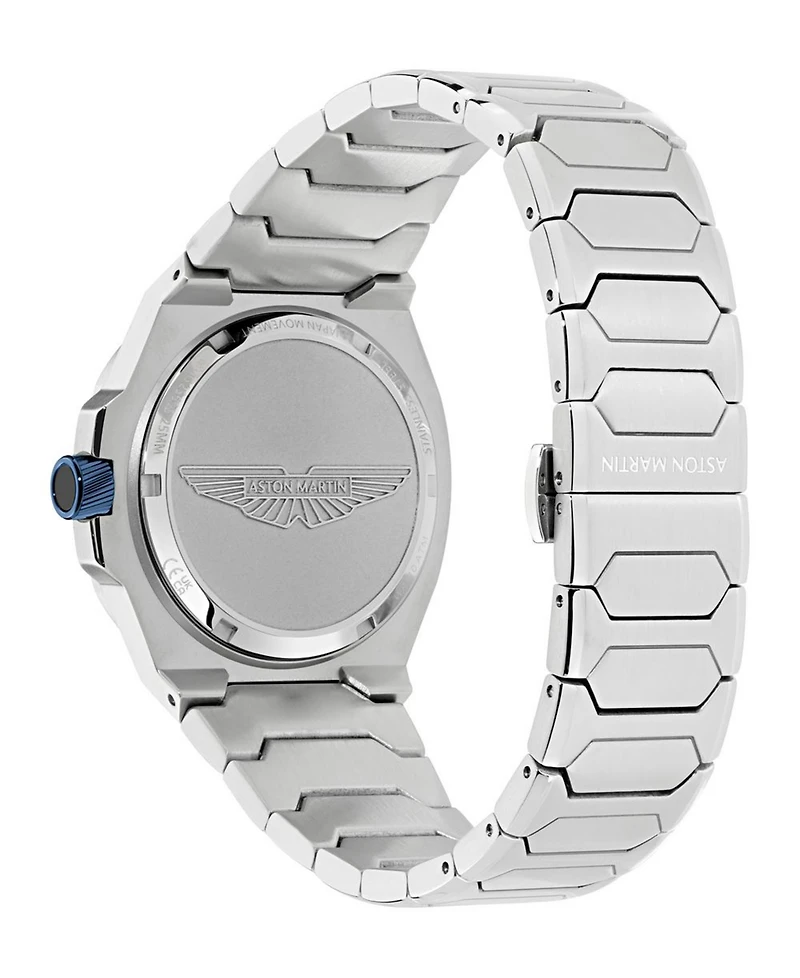 Aston Martin F1 Men's Quartz Light Blue Guilloche Stainless Steel Bracelet Watch 40mm