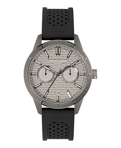 Aston Martin F1 Men's Quartz Gunmetal Guilloche Silicone Strap Watch 42mm
