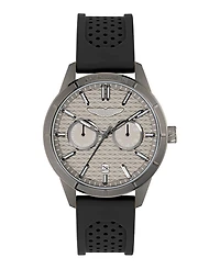 Aston Martin F1 Men's Quartz Gunmetal Guilloche Silicone Strap Watch 42mm