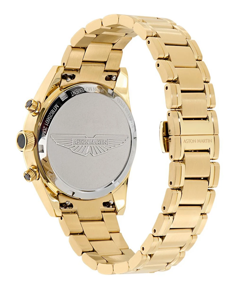 Aston Martin F1 Men's Quartz Black Guilloche Ip Yellow Gold Bracelet Watch 38mm