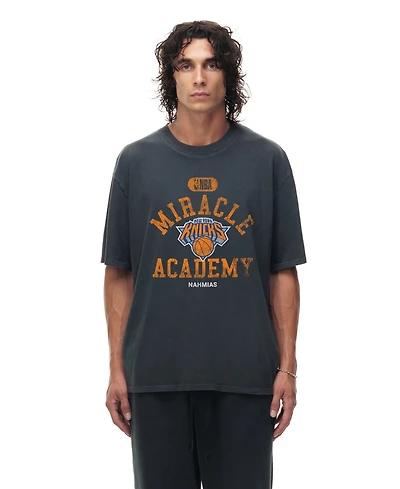 Miracle Academy Men's and Women's Heather Black New York Knicks Nba Collection Vintage Boxy T-shirt