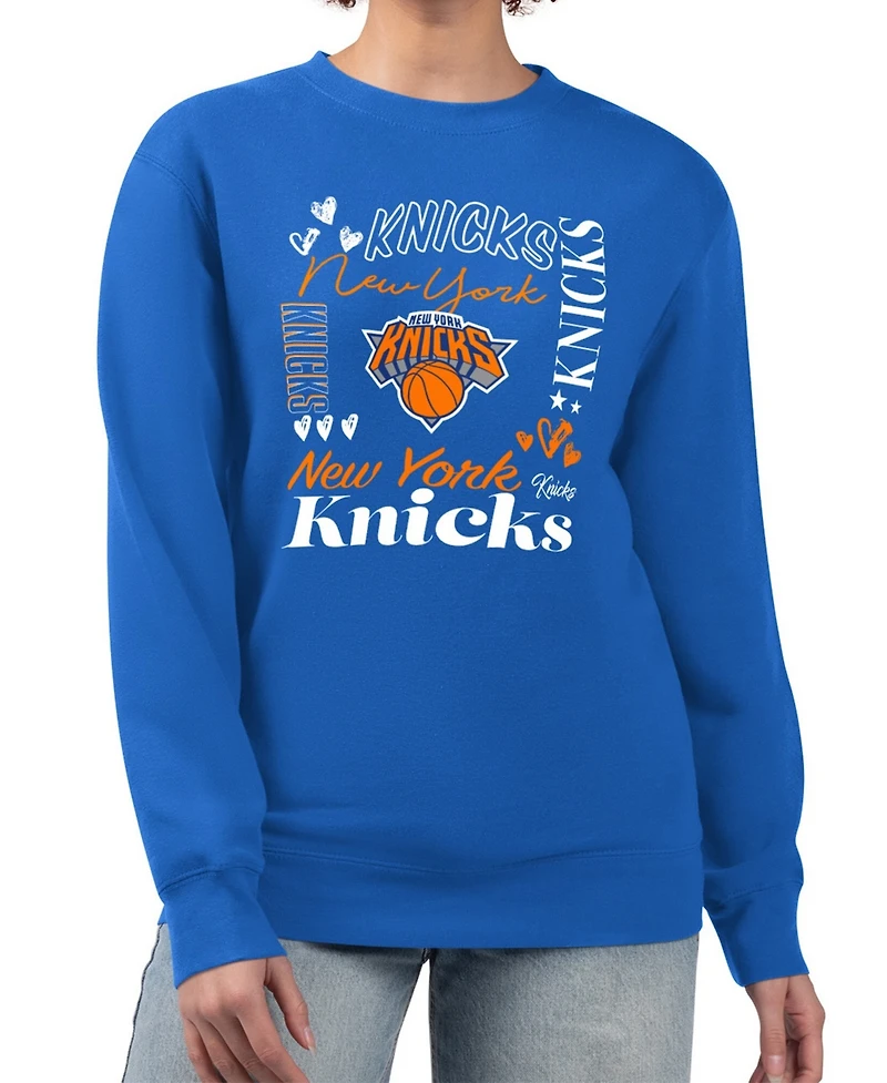 G-iii 4Her by Carl Banks Women's New York Knicks Collage Team Graphic Fleece Pullover Sweatshirt