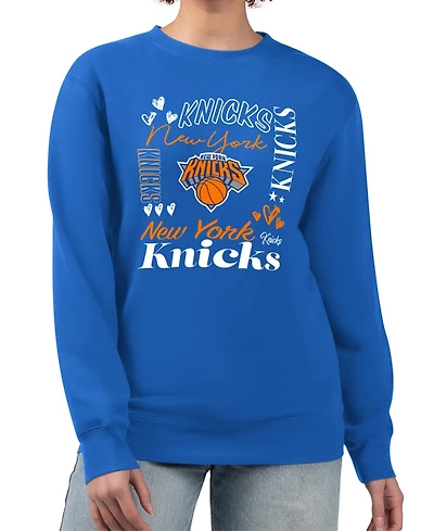 G-iii 4Her by Carl Banks Women's New York Knicks Collage Team Graphic Fleece Pullover Sweatshirt
