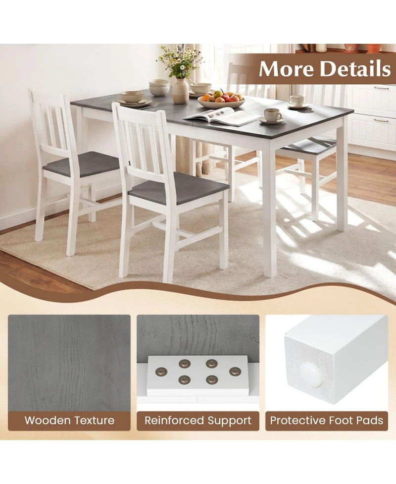 Gouun 60 in Rectangular Dinner Table for 4-6 with Solid Rubber Wood Legs