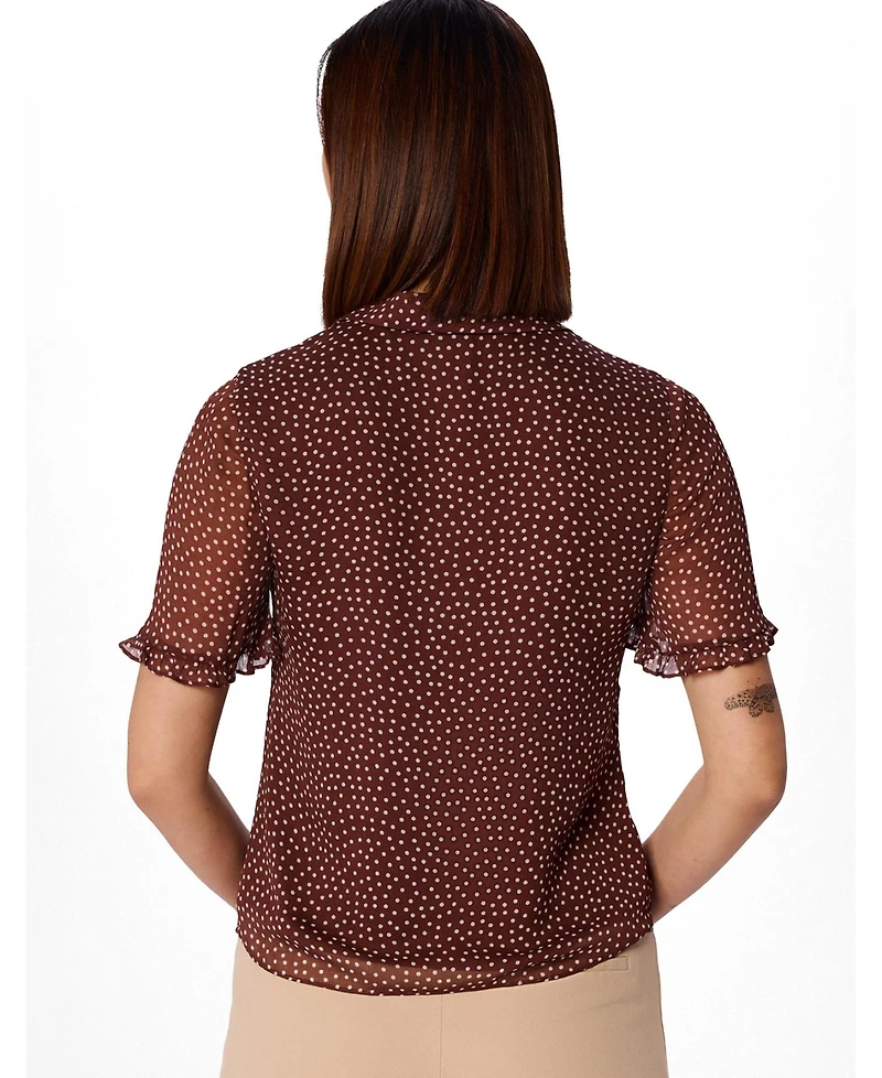 Whistles Women's Polka Dot Sheer Sleeve Shirt