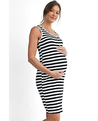 Hello Miz Maternity Sleeveless Striped Bodycon Nursing Friendly Dress