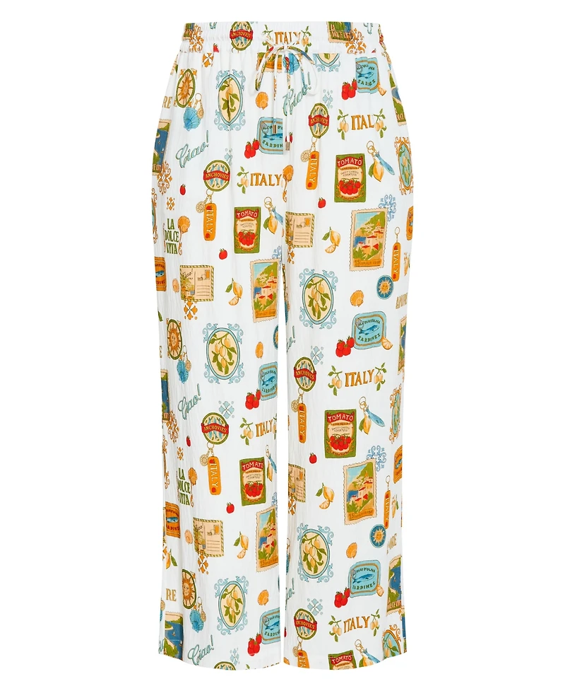 City Chic Plus Amore Print Wide Leg Pant