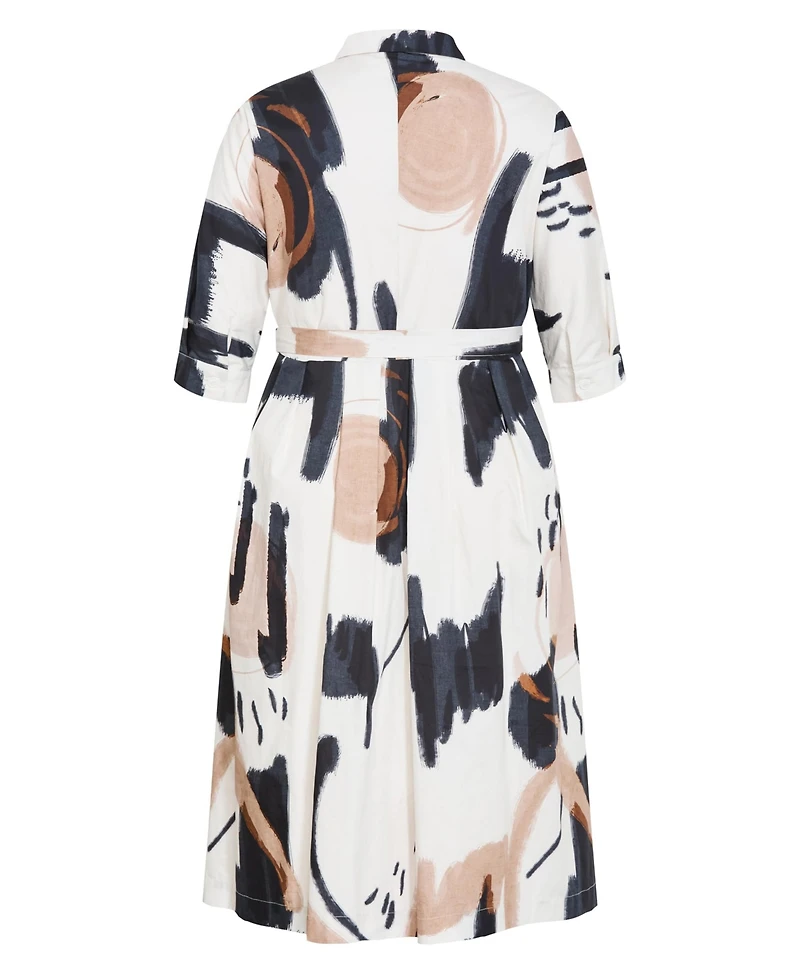 City Chic Women's Plus Exhibit Print Shirt Dress