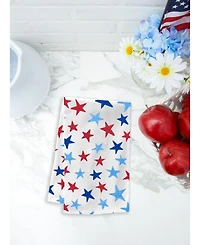 Watercolor Red White and Blue Stars and Stripes 4th of July Kitchen Towel Set of 2