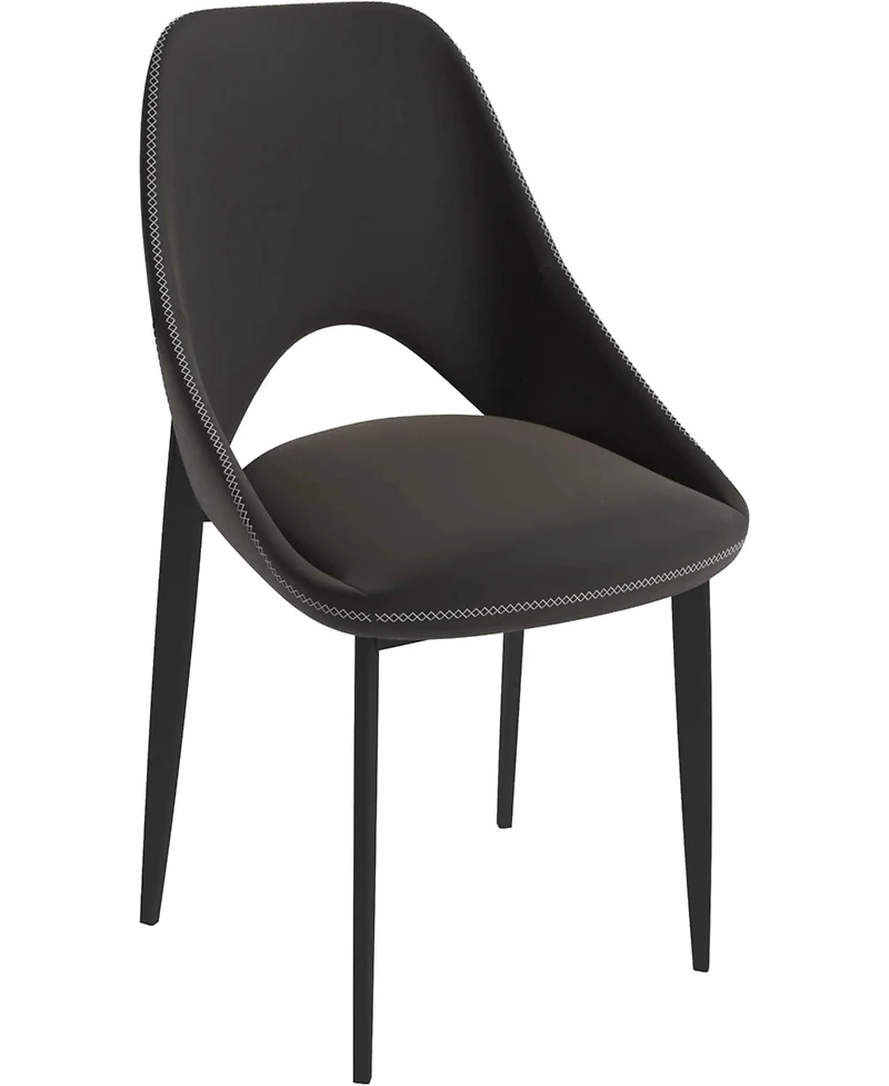 LeisureMod Amalfi Upholstered Fabric Dining Chair Modern Side with Iron Legs, Mid-Century Accent for Room or Kitchen