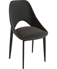 LeisureMod Amalfi Upholstered Fabric Dining Chair Modern Side with Iron Legs, Mid-Century Accent for Room or Kitchen