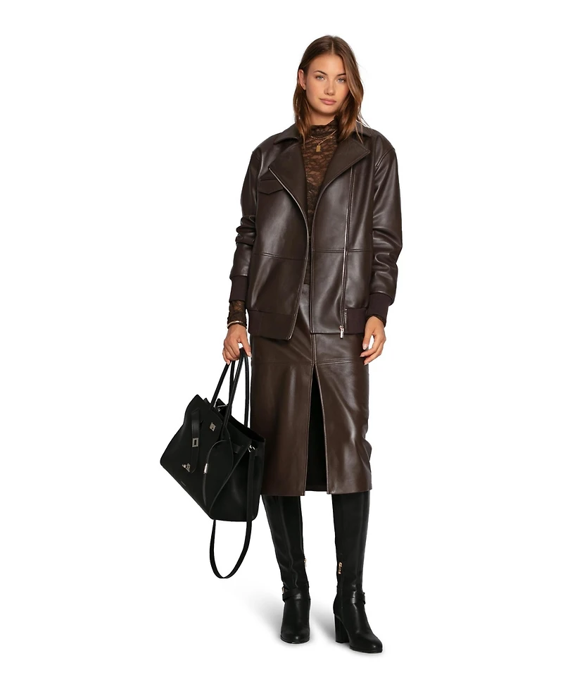 Belle & Bloom Women's Desert Moon Leather Bomber Jacket