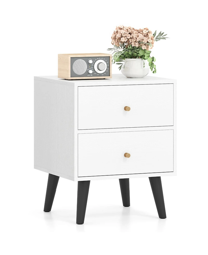 Slickblue Stylish Mid-Century Nightstand with Raised Legs and Golden Knobs
