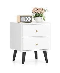 Slickblue Stylish Mid-Century Nightstand with Raised Legs and Golden Knobs
