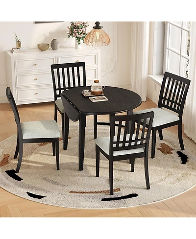 Streamdale Furniture 5-Piece Round Dining Set for 4 - Wood Table and 4 Chairs