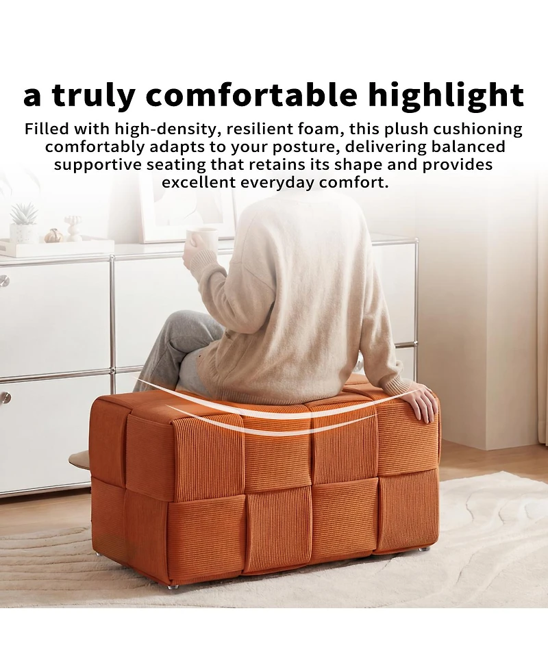 Streamdale Furniture Corduroy Square Ottoman Foot Rest