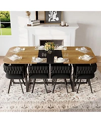 Streamdale Furniture 9 Piece Square Dining Table Set with 8 Velvet Chairs