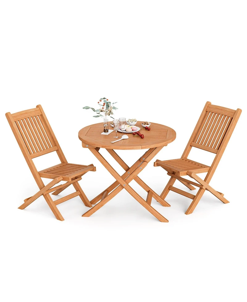 Slickblue Outdoor Bistro Set with Slatted Seat and Tabletop for Backyard