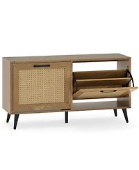Slickblue Modern Shoe Cabinet with 2 Flip Drawers and Adjustable Shelves