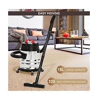 Topteng 1800W Wet Dry Vacuum with Blower – 4.8 Gal Stainless Steel Tank & 18KPA Suction
