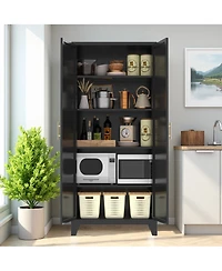 sumyeg Shapely Doors Cabinet Metal Storage with and Adjustable Shelves