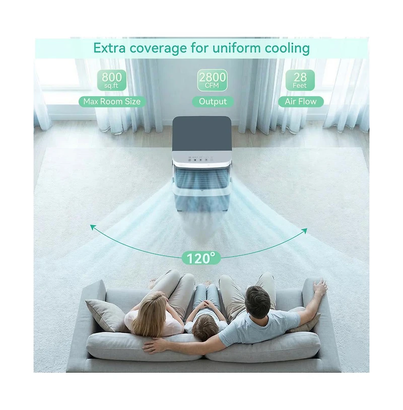 Topteng 3-in-1 Evaporative Air Cooler – 8.5 Gal Tank, 120° Swing & Remote for Living Room
