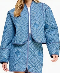 Modenaire Women's Diamond Quilted Open-Front Jacket