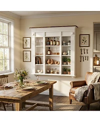 Homsee Wall Mounted Wine Glass Holder - 12-Tier Cup Display Rack for Kitchen, Bar, or Living Room | Rustic Organizer Shelf