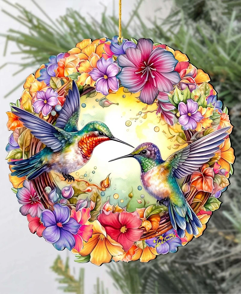 Designocracy Hummingbirds Wreath Christmas Ornament