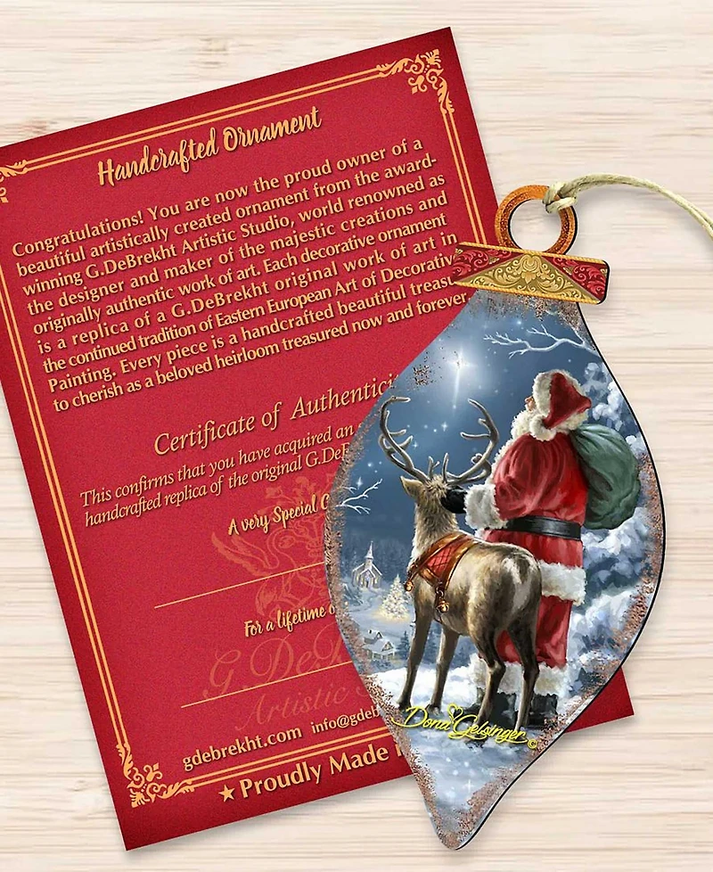 Designocracy Starry Night Santa Cone Wood Ornament