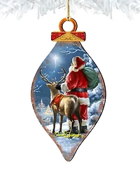 Designocracy Starry Night Santa Cone Wood Ornament