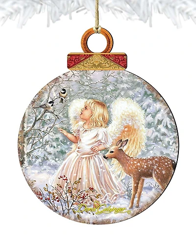 Designocracy Woodland Angel Deer Christmas Ornament