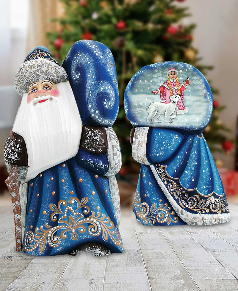G.DeBrekht Woodcarved Hand Painted Santa Delightfully Fun Yuletide Figurine