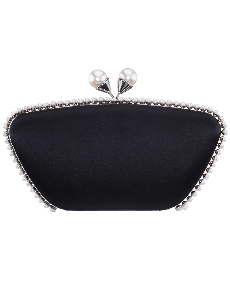 Nina Imitation Pearl Trim Minaudiere Small Clutch Handbag