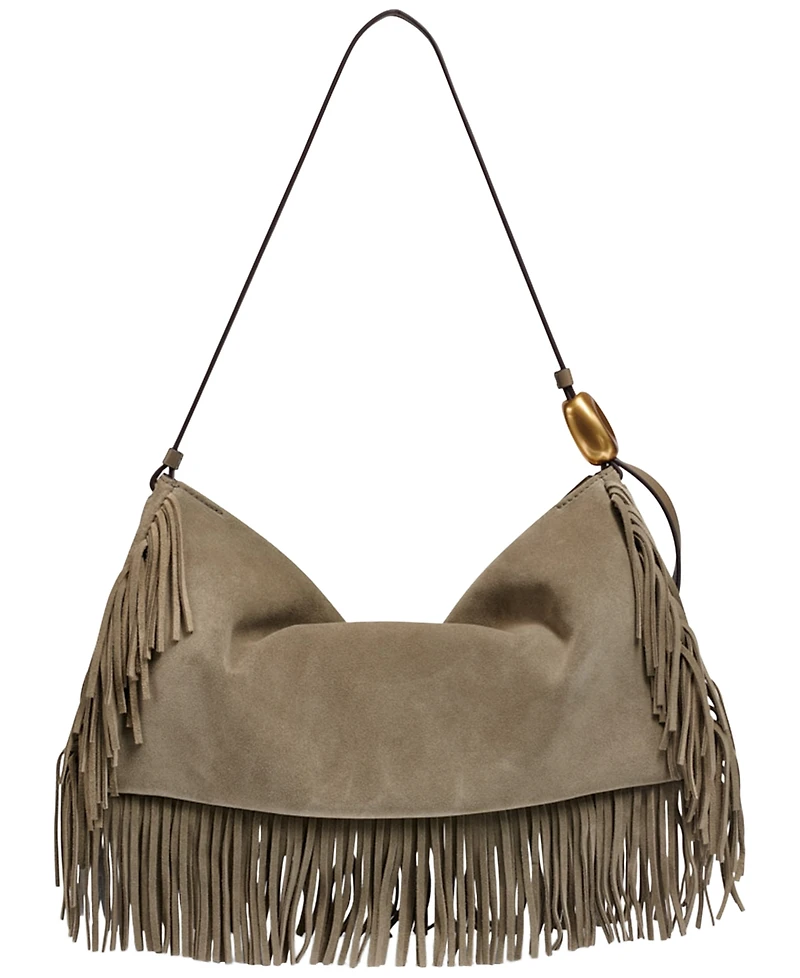 Donna Karan New York Leather Large Fringe Shoulder Handbag