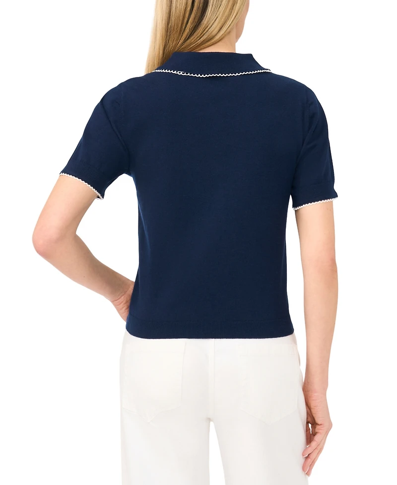 CeCe Women's Short-Sleeve Crewneck Sweater