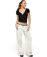 Edikted Women's Yulenna Contrast V Neck Top
