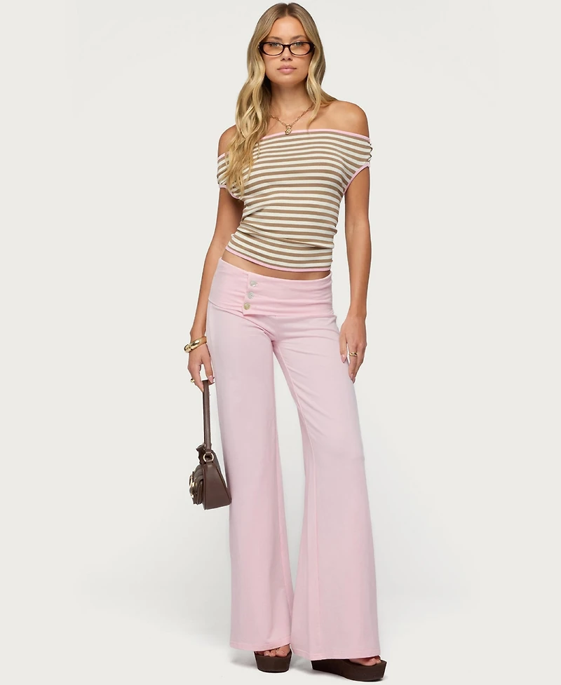 Edikted Women's Poppy Foldover Wide Leg Pants