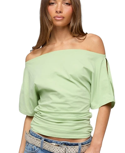 Edikted Women's Feng Ruched Off Shoulder Cutout Top